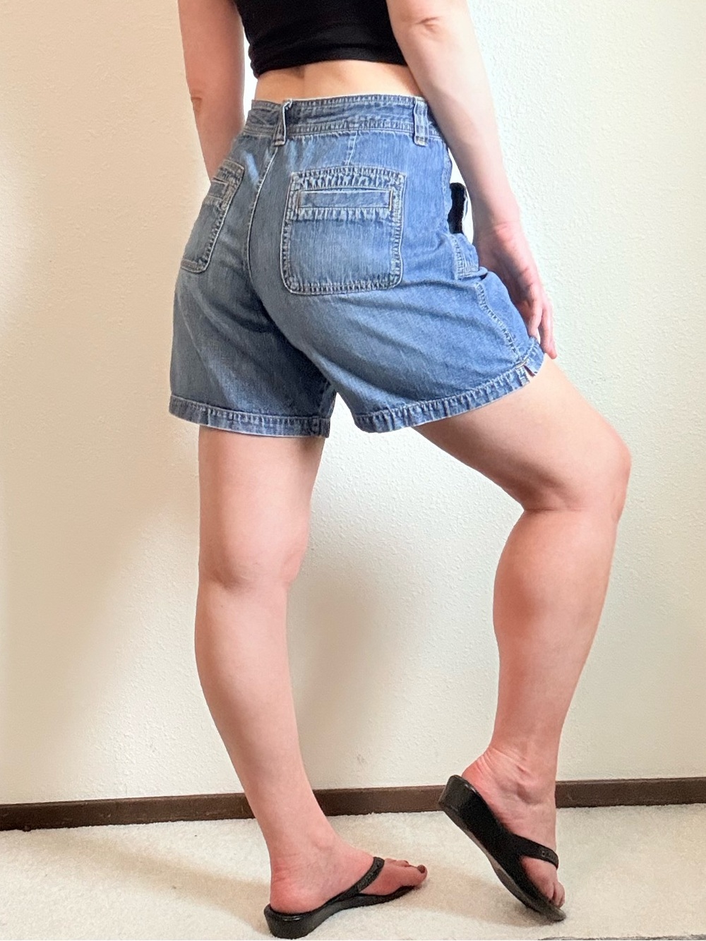 Y2K Old Navy Denim Mid Rise Cargo Shorts Gorpcore Grunge Casual 2000s